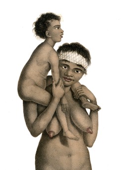 European depiction of Aboriginal mother and child.